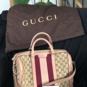 Gucci Vintage Web Boston Bag GG Canvas Medium